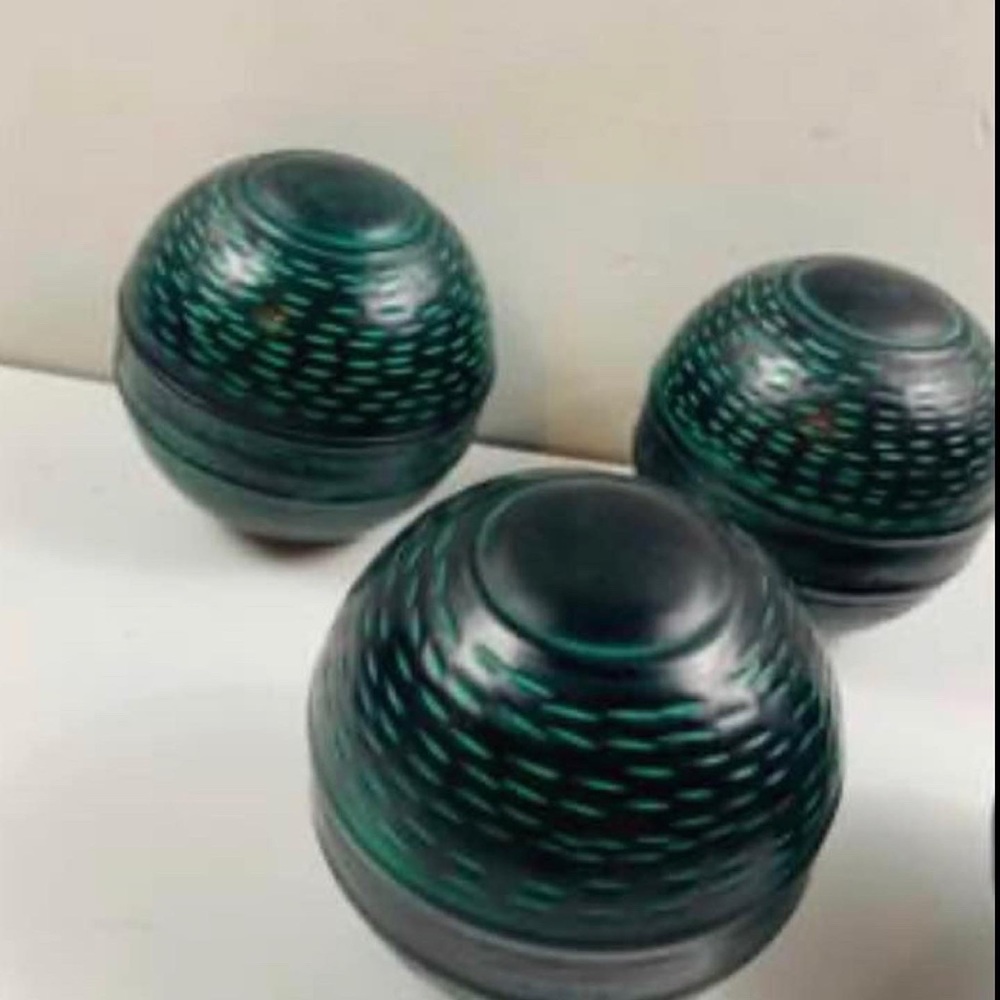 Brand New (3) Decor Orbs- Black/Green